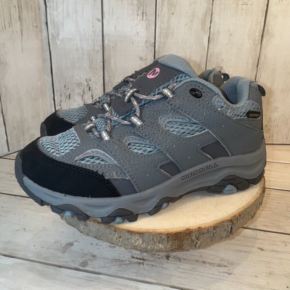Merrell Moab 3 Low Kids Size 1.5M Blue Waterproof Hiking Lace Up Shoes Sneakers - Picture 3 of 10